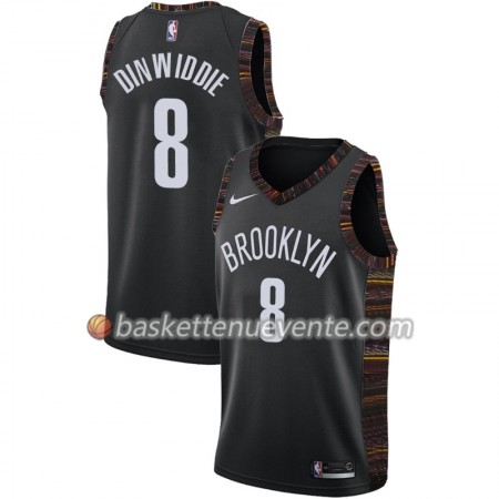 Maillot Basket Brooklyn Nets Spencer Dinwiddie 8 2018-19 Nike City Edition Noir Swingman - Homme